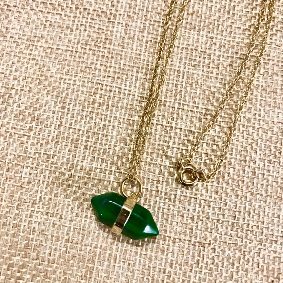 Malachite Prism gold plated Necklace NEW - Picture 3 of 4